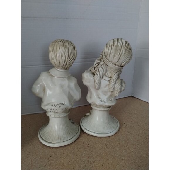 J Kendrick Universal Statuary Corp Chicago Bust Statue Saxophone Boy Girl 1971 - Picture 3 of 8